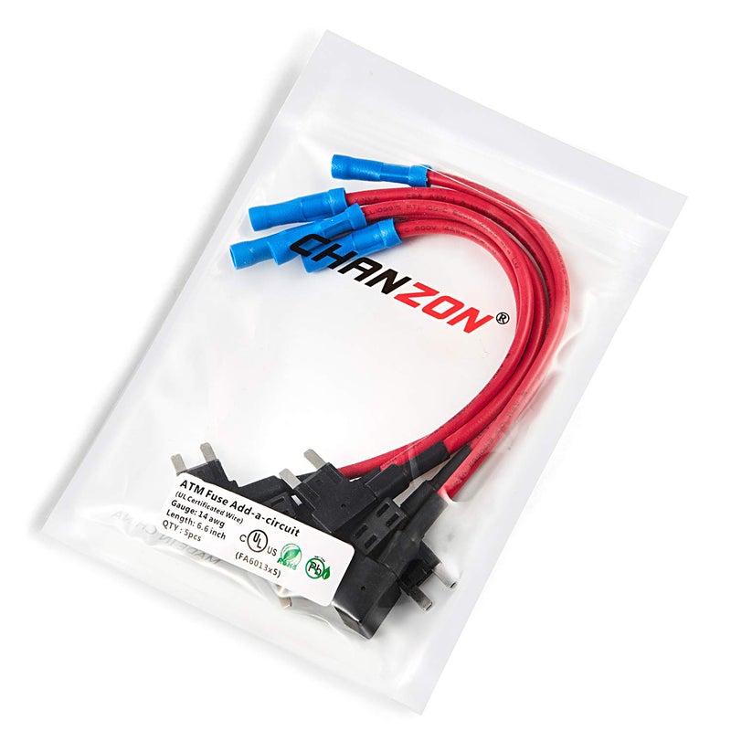 CHANZON [UL Wire] Chanzon 5Pcs 14awg Add-a-Circuit Fuse Tap Adapter ATM/Mini Fuse Holder for 30A Automotive Car Motorcycle - Image 5